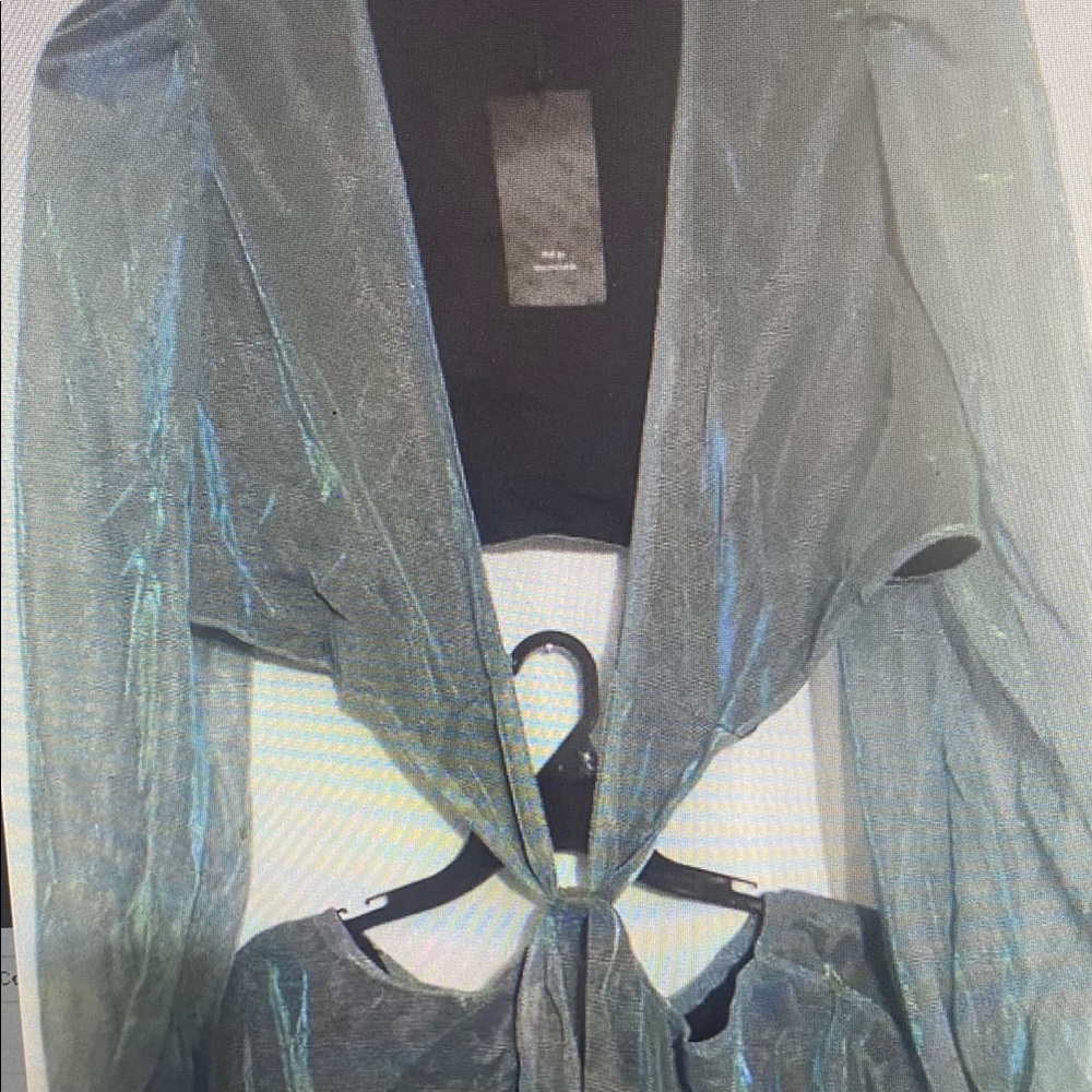 SHEIN Vibrant Blue Sheer Crop Top